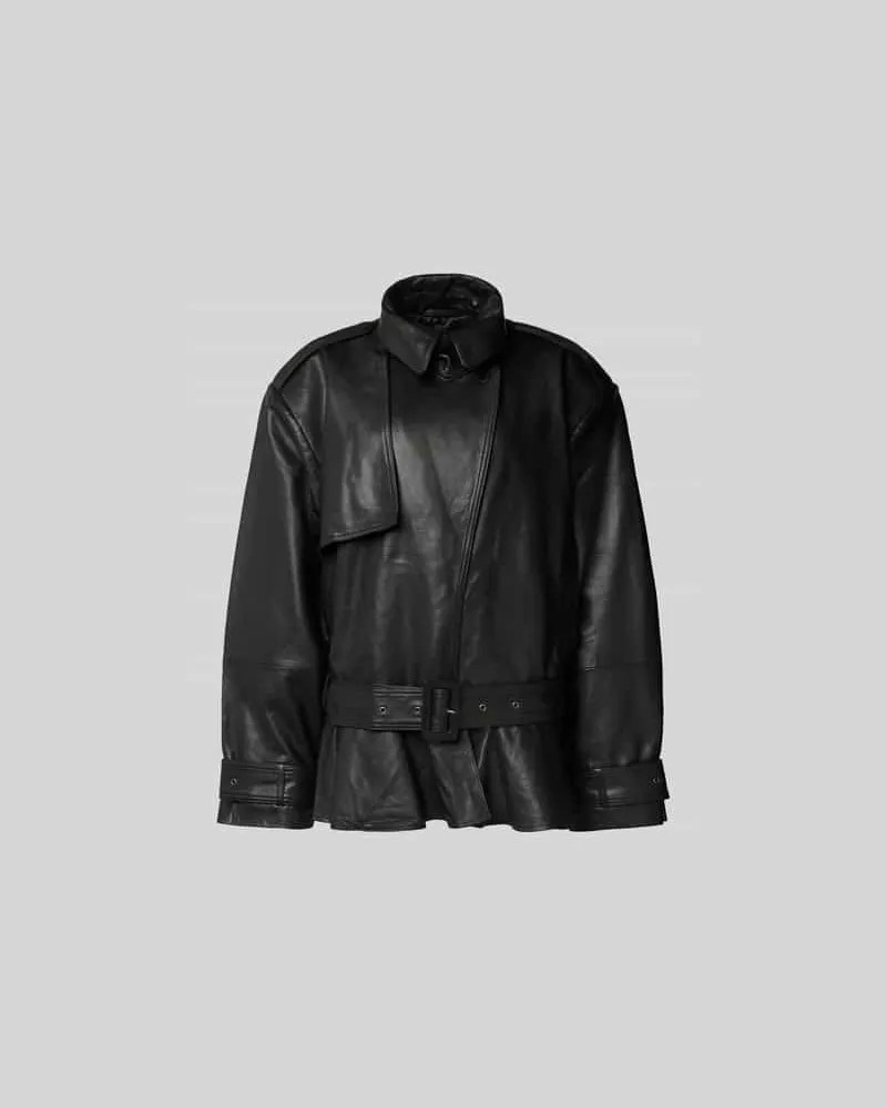 ROTATE Birger Christensen Lederjacke mit Stehkragen Black