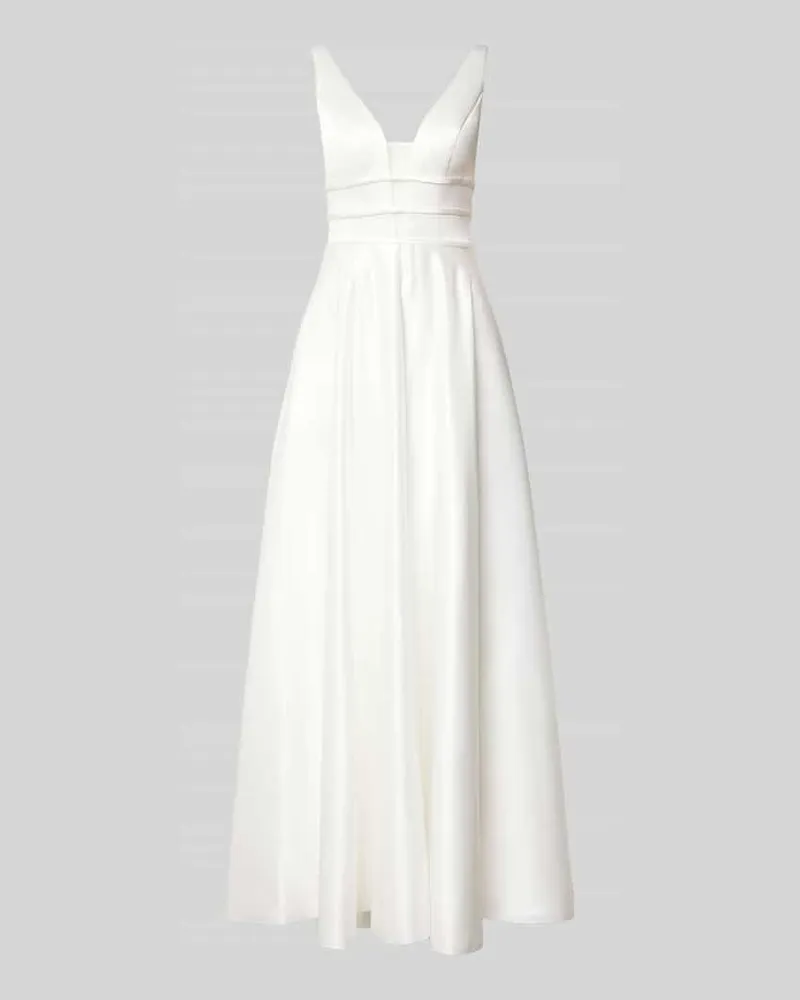 LUXUAR Abendkleid aus Satin mit Eingrifftaschen Offwhite