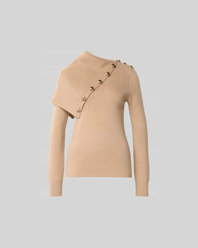 Paco Rabanne Wollpullover in Strick-Optik Beige