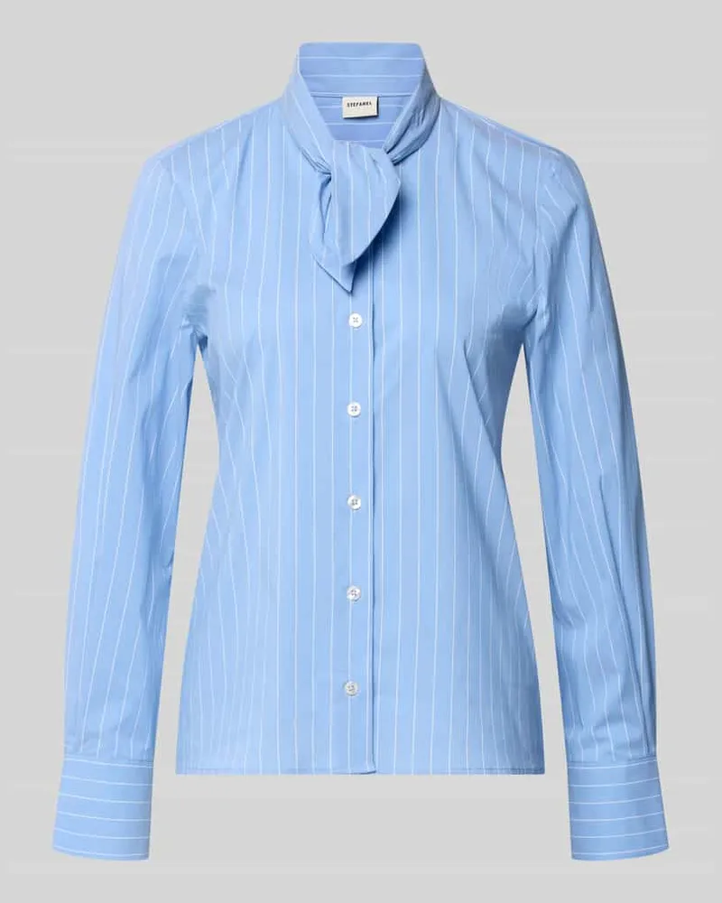 Stefanel Slim Fit Schluppenbluse mit Knopfleiste Hellblau