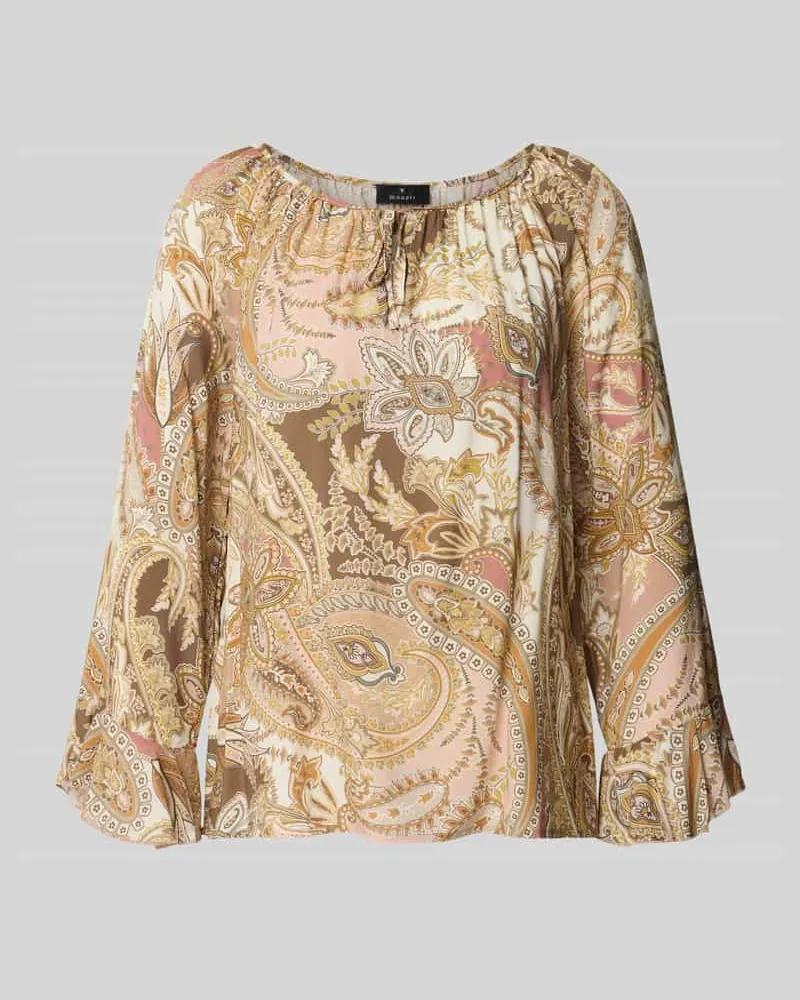 monari Regular Fit Bluse aus Viskose mit Paisley-Muster Camel