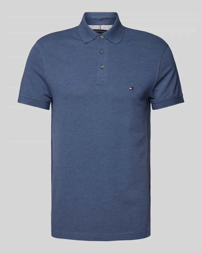 Tommy Hilfiger Slim Fit Poloshirt mit Label-Stitching Jeansblau