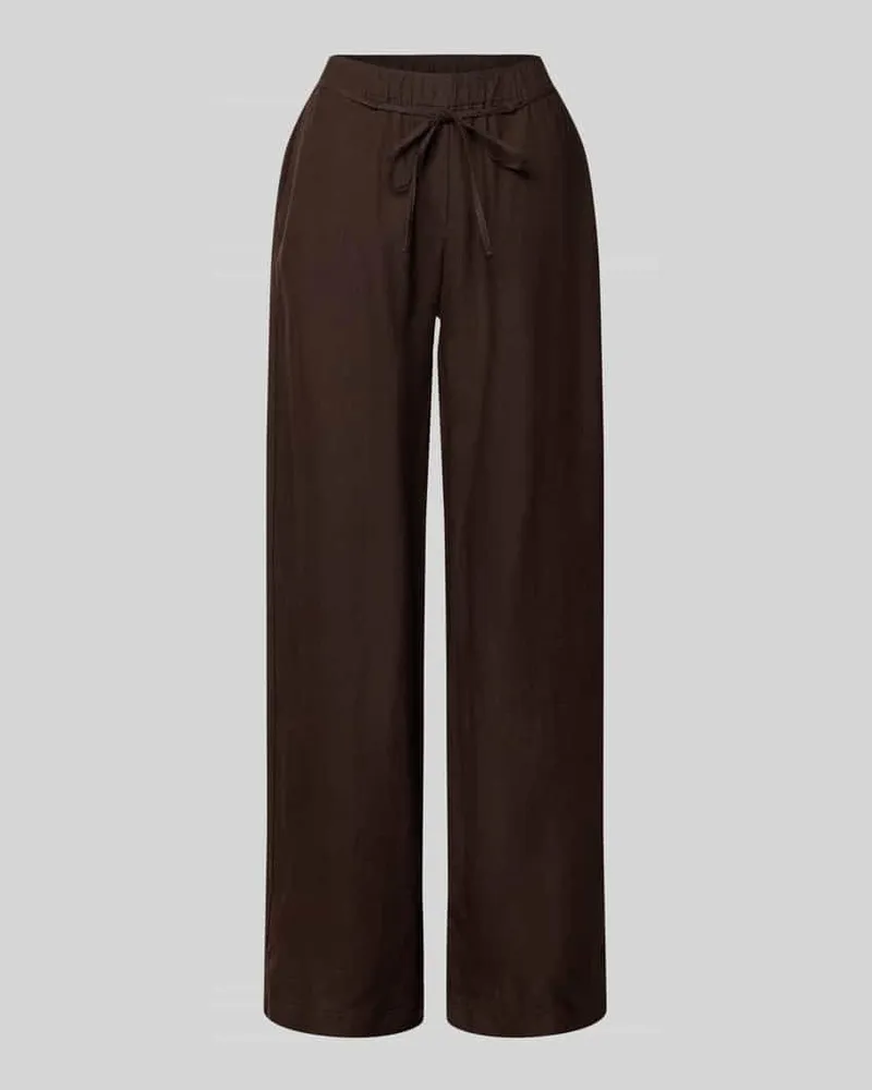 MAC Jeans Leinenhose mit Bindegürtel Modell 'Chiara Schoko