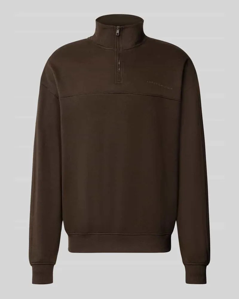 Tommy Hilfiger Relaxed Fit Sweatshirt aus Baumwoll-Modal-Mix Dunkelbraun