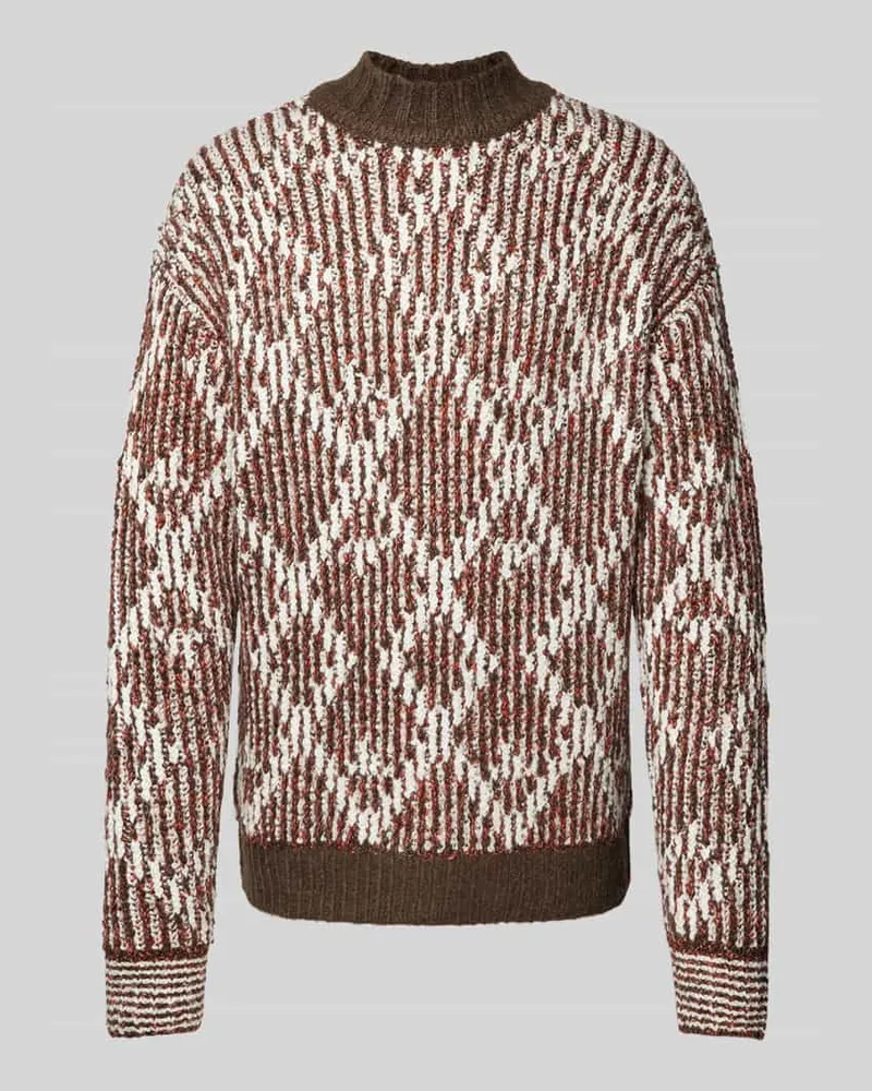 Scotch&Soda Strickpullover mit Stehkragen Modell 'Jacquard Mittelbraun