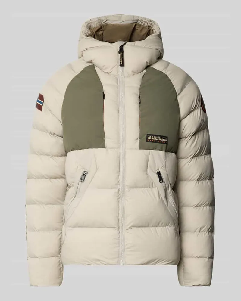 Napapijri Regular Fit Steppjacke mit Logo-Patch Modell 'MOESA Hellgrau