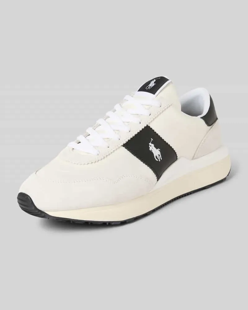 Ralph Lauren Sneaker aus Leder-Mix mit Logo-Stitching Modell 'Train Weiss