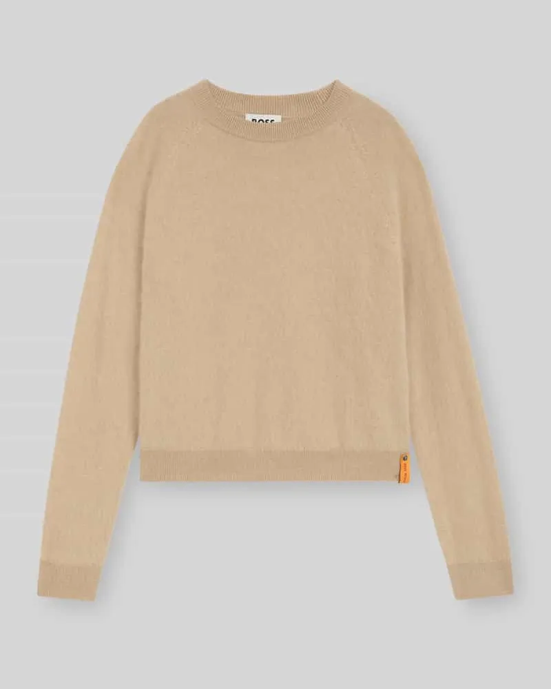 HUGO BOSS Relaxed Fit Strickpullover aus Schurwoll-Kaschmir-Mix Modell 'FEDDY Beige