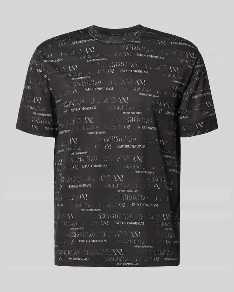 Emporio Armani T-Shirt mit Logo-Muster und Rundhalsausschnitt Marine