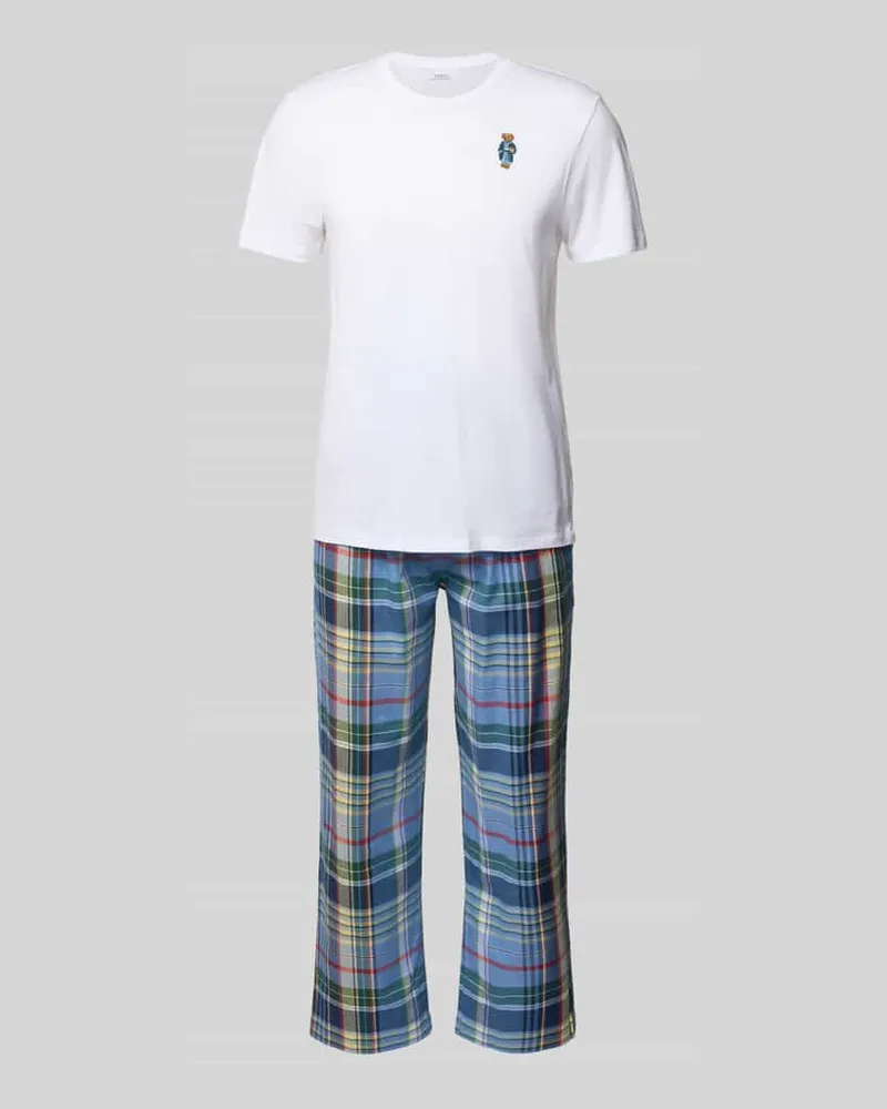 Ralph Lauren Relaxed Fit Pyjama Set mit Logo-Stitching Modell 'Sleep Weiss