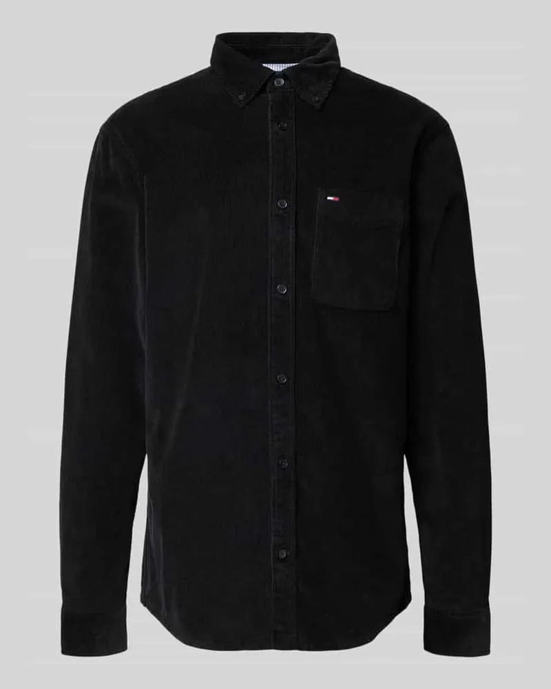 Tommy Hilfiger Regular Fit Cordhemd aus reiner Baumwolle Black