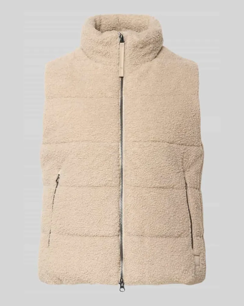 Camel Active Steppweste aus Teddyfell mit Zweiwege-Reißverschluss Offwhite