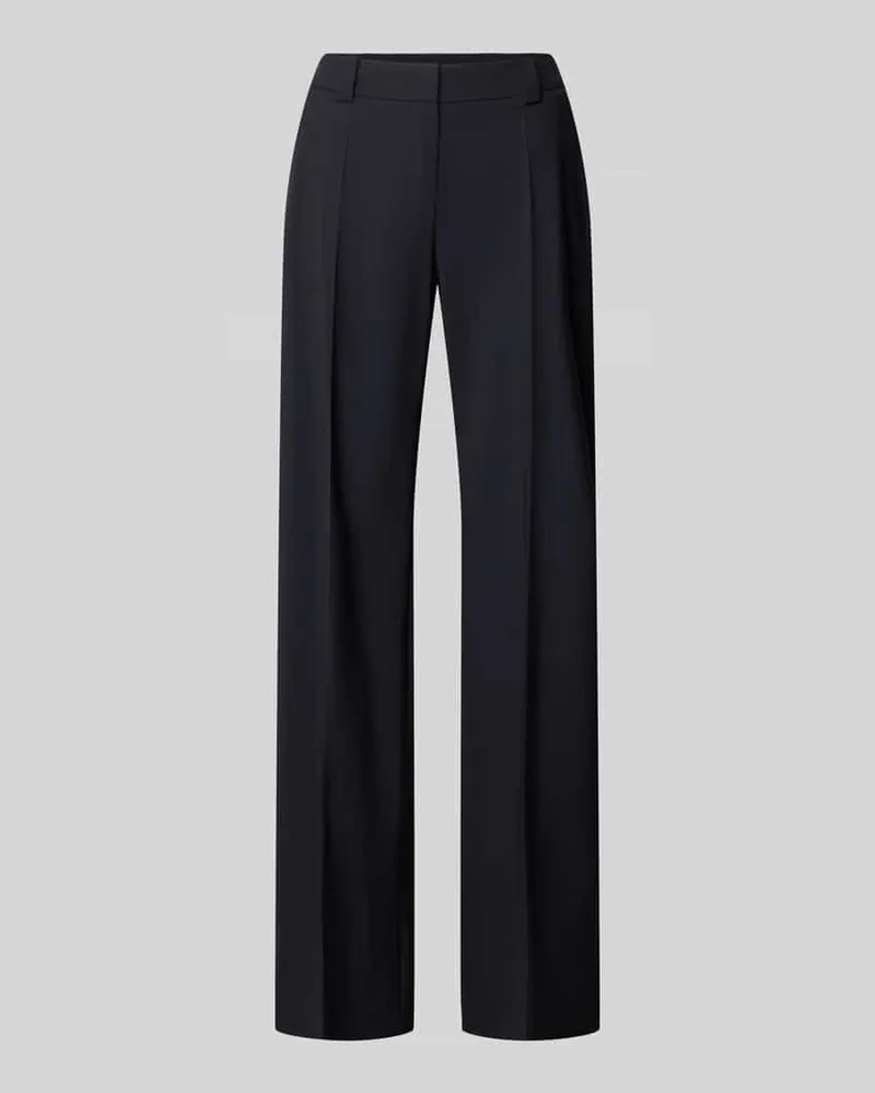 windsor. Slim Fit Hose aus Schurwoll-Elasthan-Mix mit Bügelfalten Marine