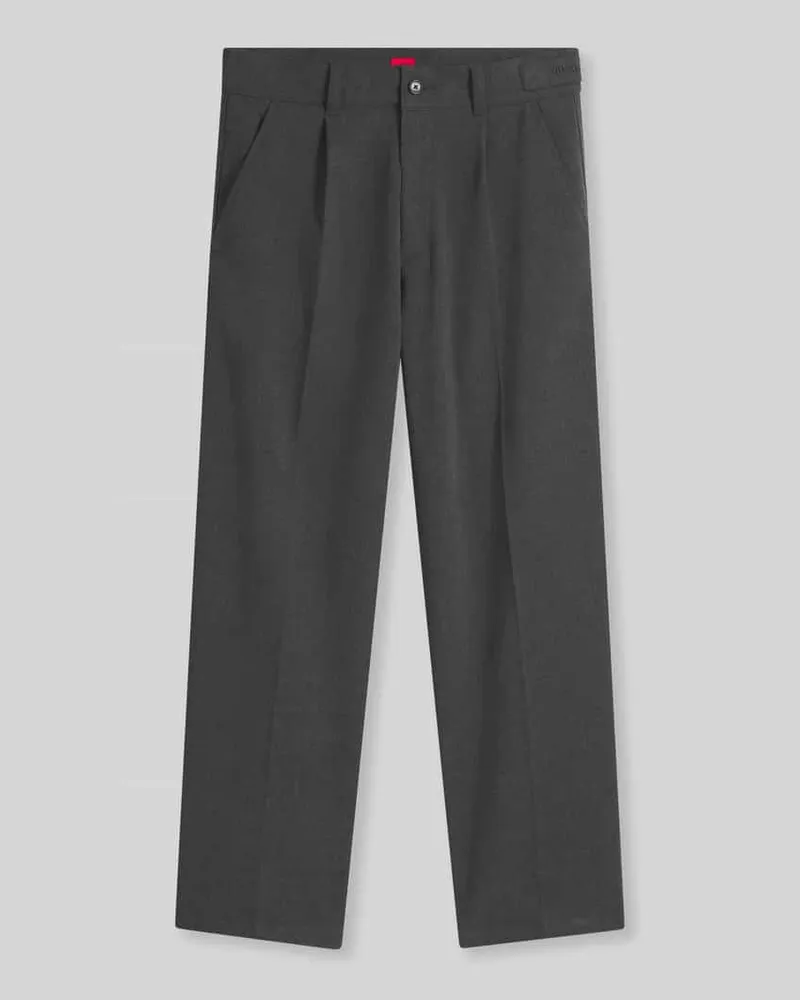 HUGO BOSS High Waist Bundfaltenhose mit Bügelfalten Mittelgrau