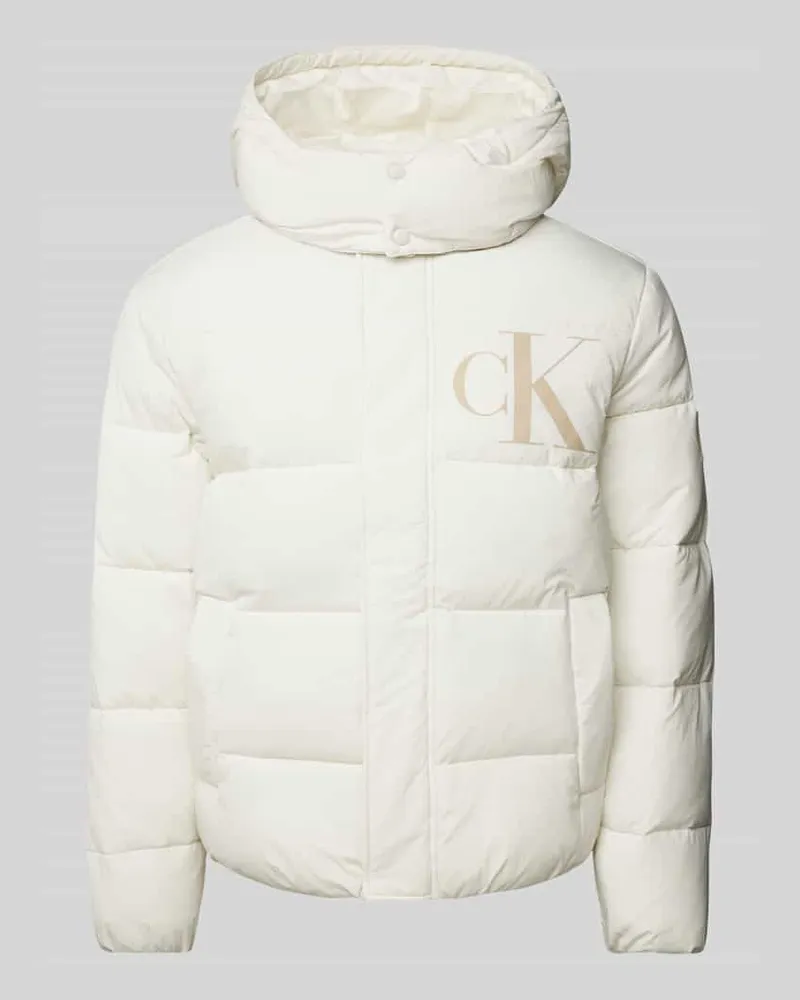 Calvin Klein Steppjacke mit Logo-Print Offwhite