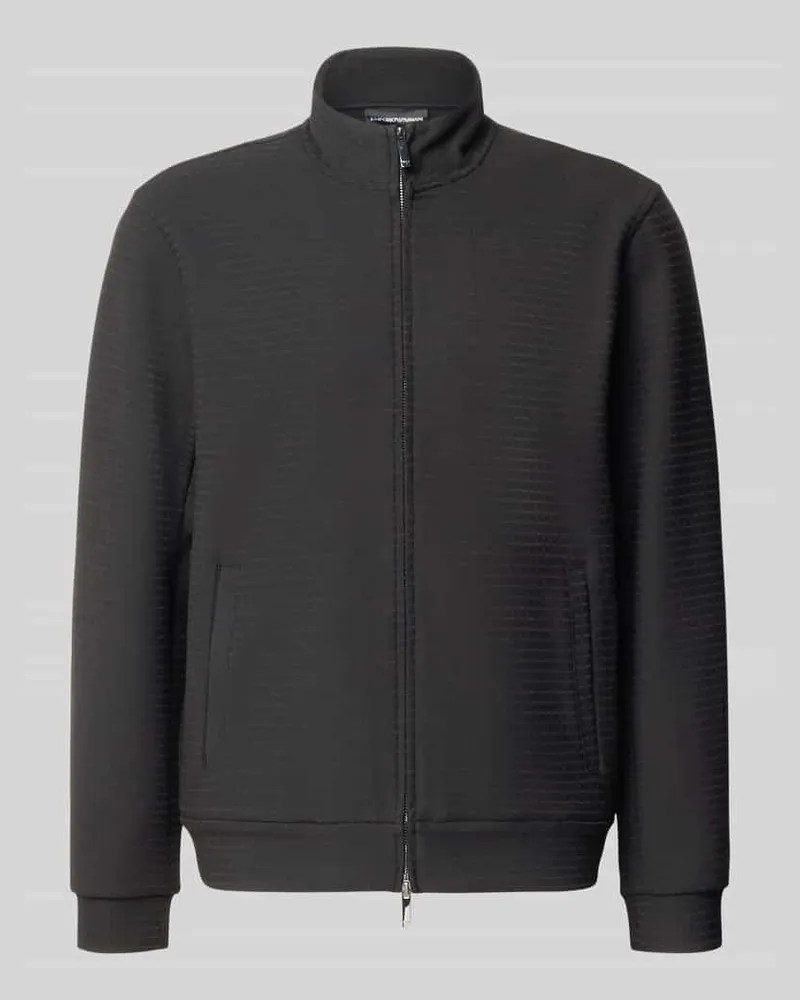 Emporio Armani Sweatjacke mit Stehkragen und Zweiwege-Reißverschluss Black