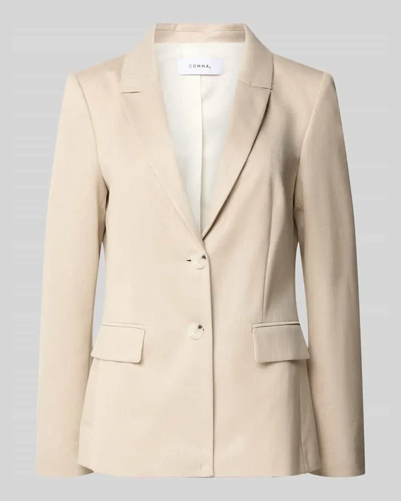 COMMA Slim Fit Blazer aus Viskose-Mix mit Pattentaschen Sand