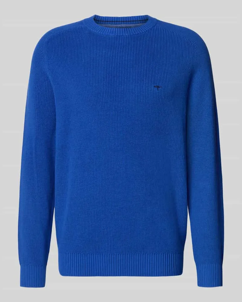 Fynch-Hatton Regular Fit Strickpullover aus reiner Baumwolle Royal