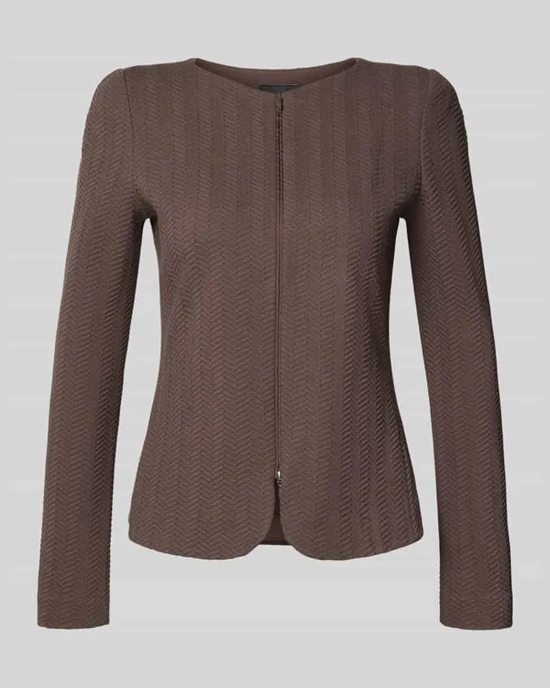 Emporio Armani Blazer mit Rundhalsausschnitt und Reißverschluss Taupe