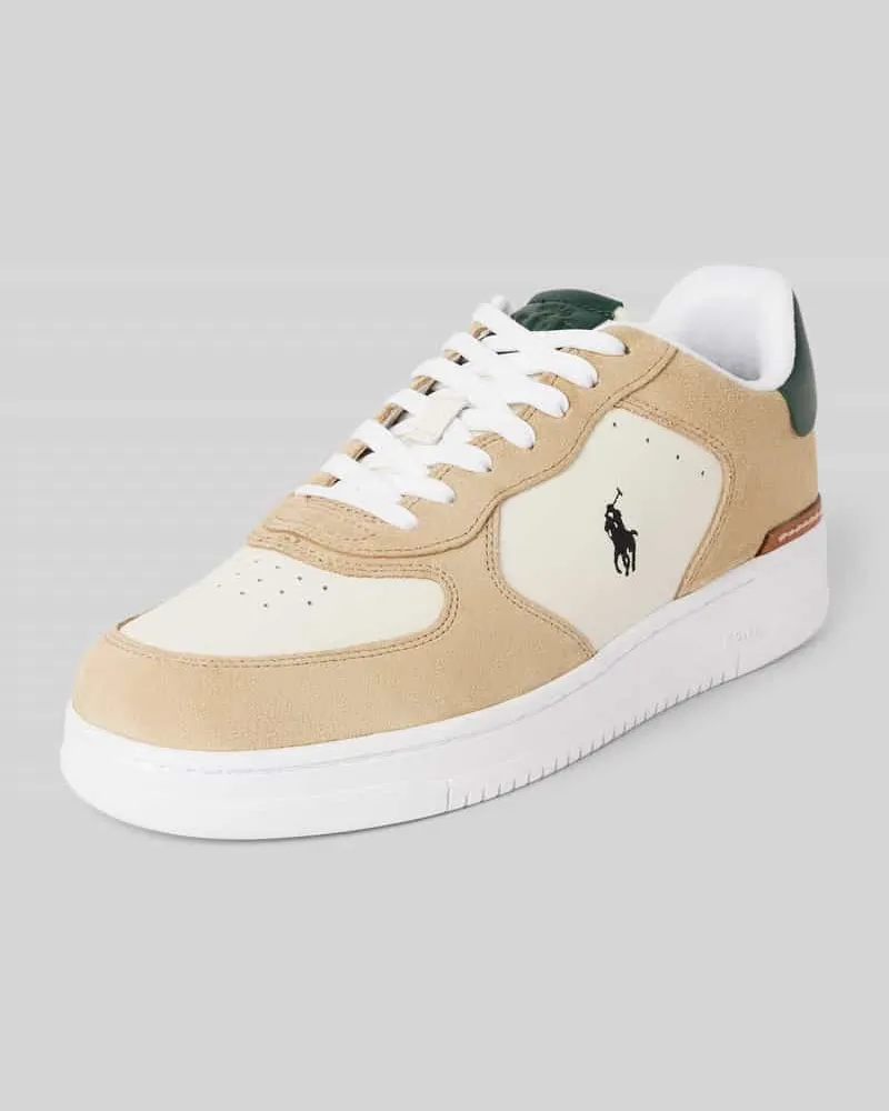 Ralph Lauren Ledersneaker mit Logo-Stitching Modell 'MASTERS Beige