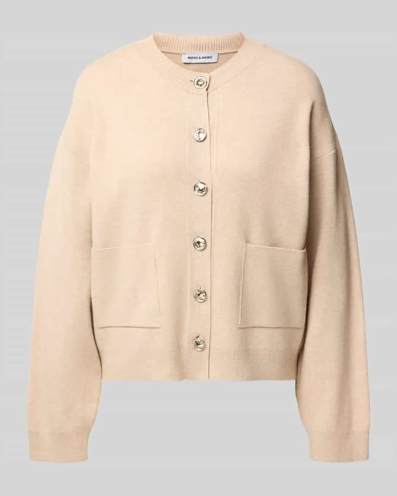 More & More Relaxed Fit Cardigan mit aufgesetzten Taschen Beige