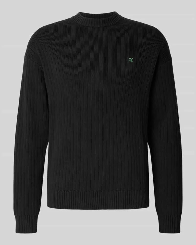 Calvin Klein Oversized Strickpullover mit gerippten Abschlüssen Black
