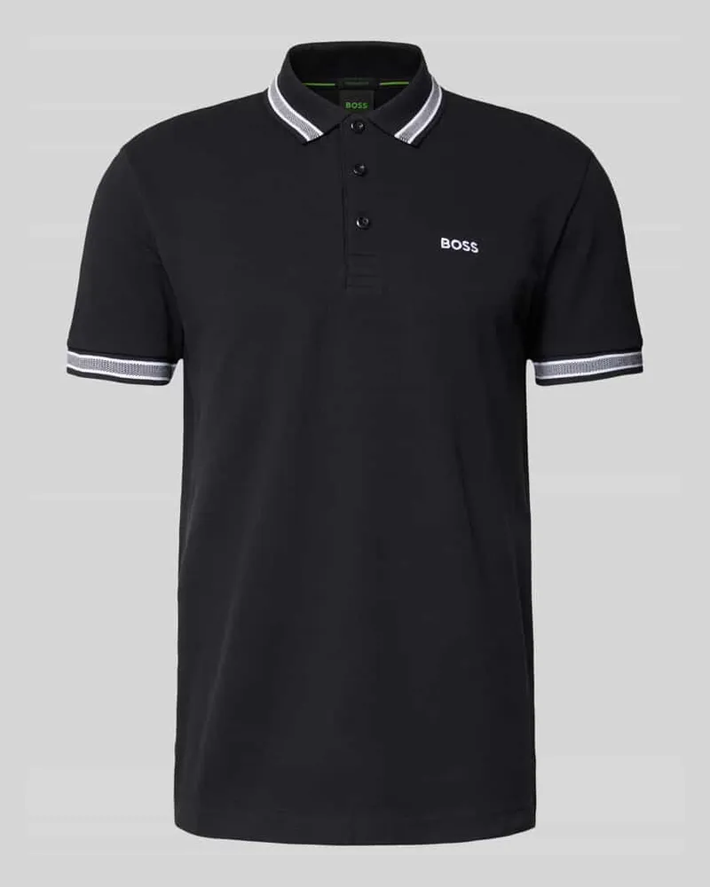 HUGO BOSS Regular Fit Poloshirt mit Label-Stitching Modell 'Paddy Black