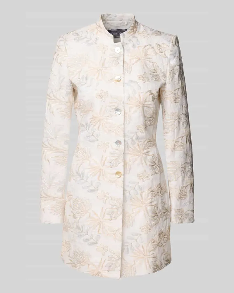 White Label Taillierter Longblazer aus reinem Leinen Offwhite