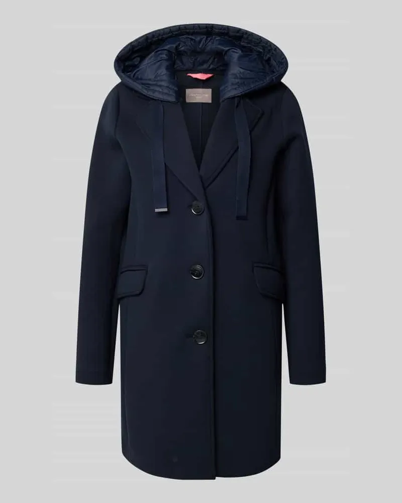 Christian Berg Mantel mit Kapuze und Pattentaschen Dunkelblau