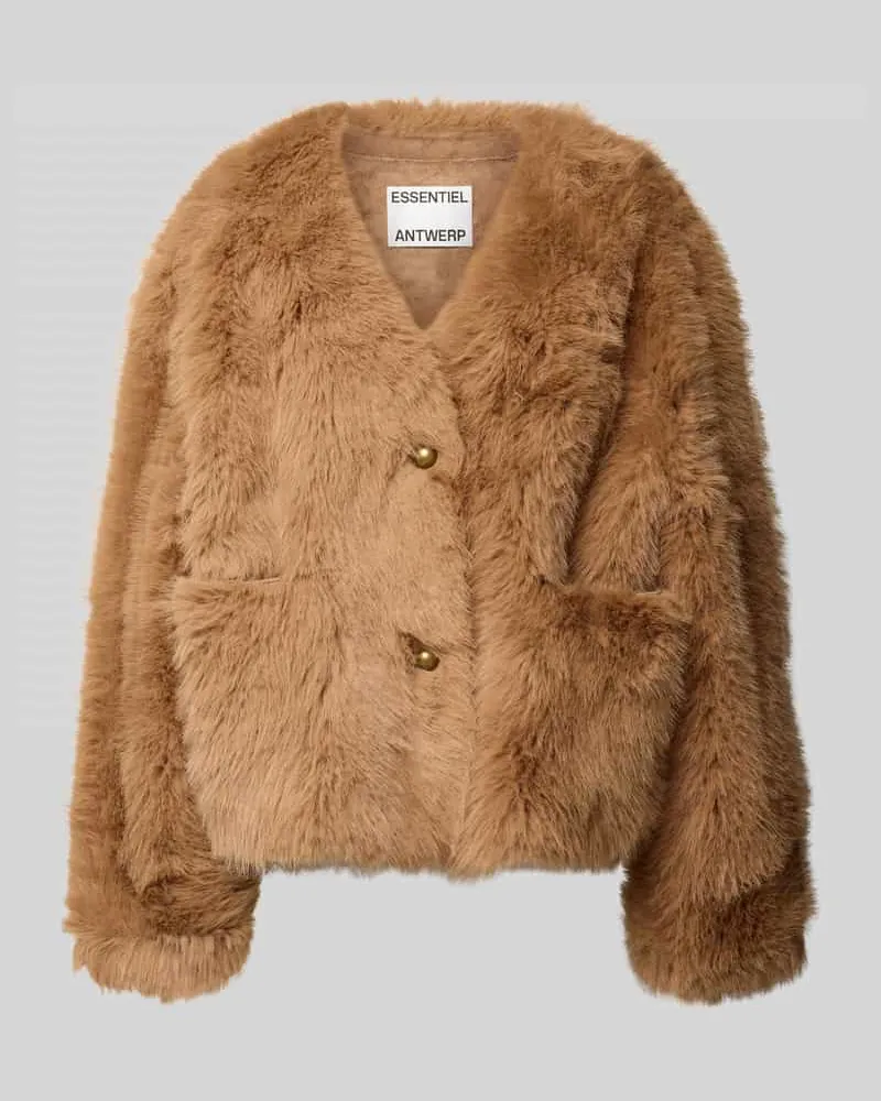Essentiel Boxy Fit Jacke aus Webpelz Modell 'IJACKET Camel