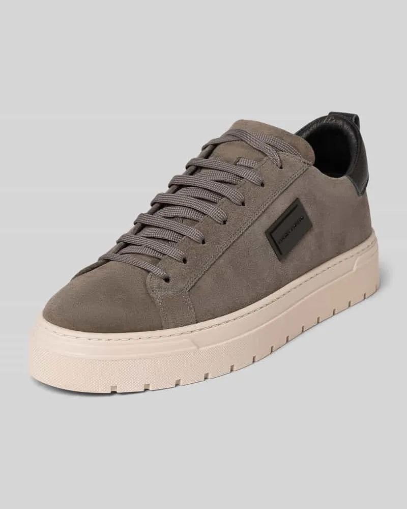 Antony Morato Ledersneaker mit Label-Applikation Mittelgrau