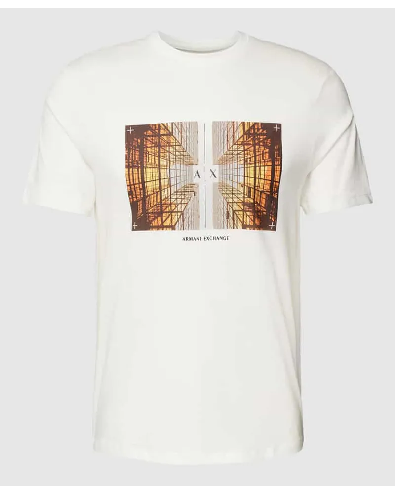 Armani Exchange T-Shirt mit Label-Motiv-Print Offwhite