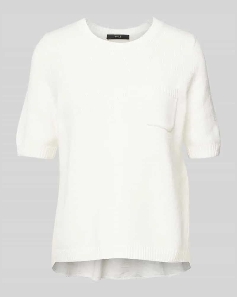 Oui  Strickpullover mit aufgesetzter Brusttasche Weiss