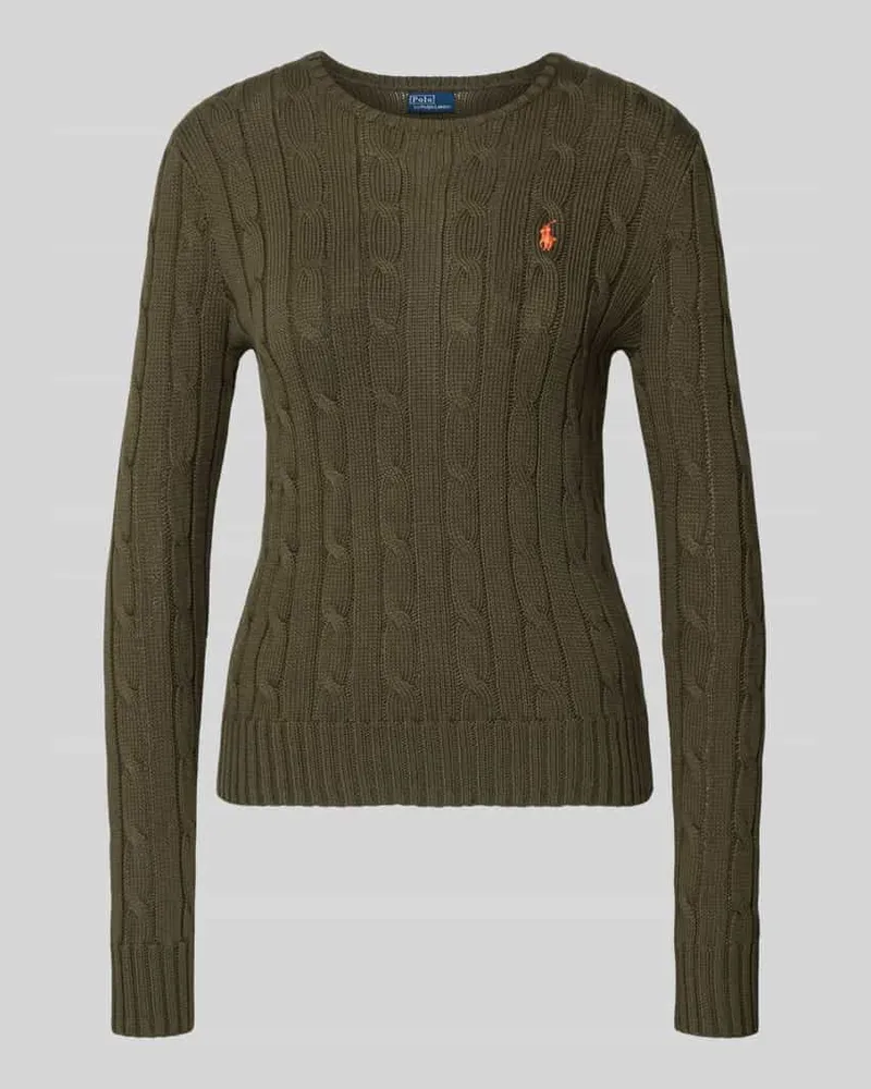 Ralph Lauren Strickpullover mit Zopfmuster Modell 'JULIANNA Oliv