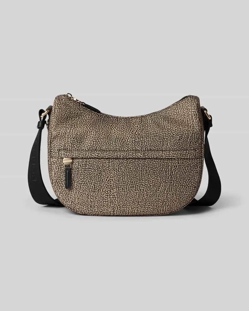 Borbonese Umhängetasche mit Reißverschlussfach Modell 'SMALL LUNA BAG Beige