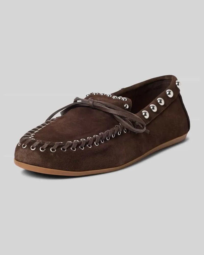 Inuovo Loafer aus echtem Leder mit Nietenbesatz Dunkelbraun