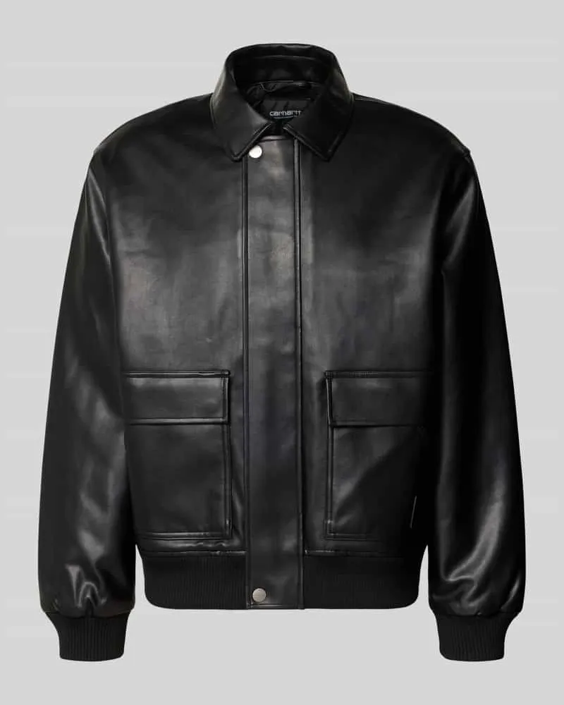 Carhartt WIP Lederjacke mit Umlegekragen Modell 'Arizona Jacket Black