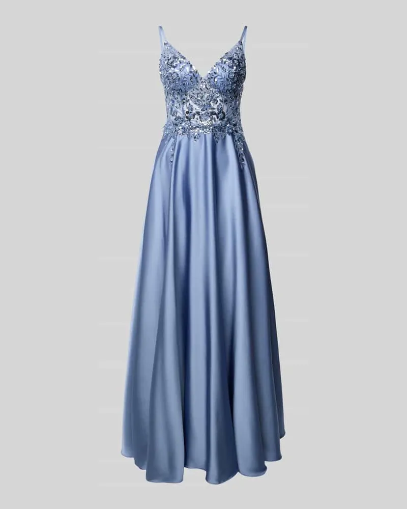 Laona Abendkleid mit floralem Pailettenbesatz Hellblau