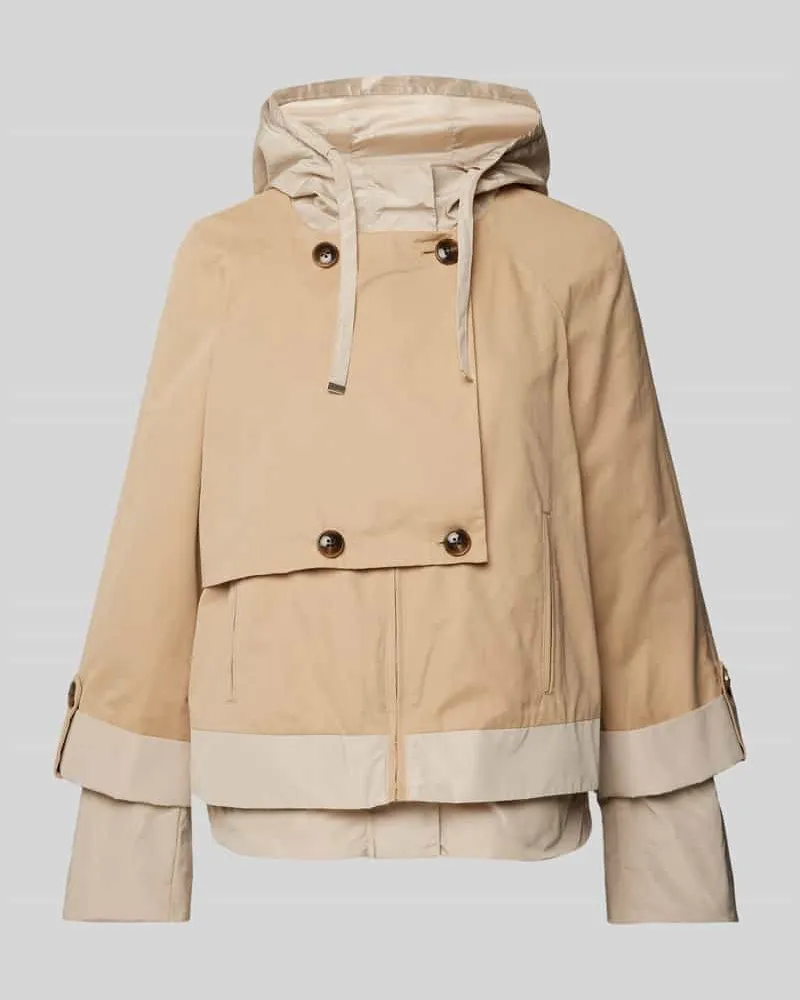 Stefanel Jacke in Two-Tone-Machart mit Kapuze Beige