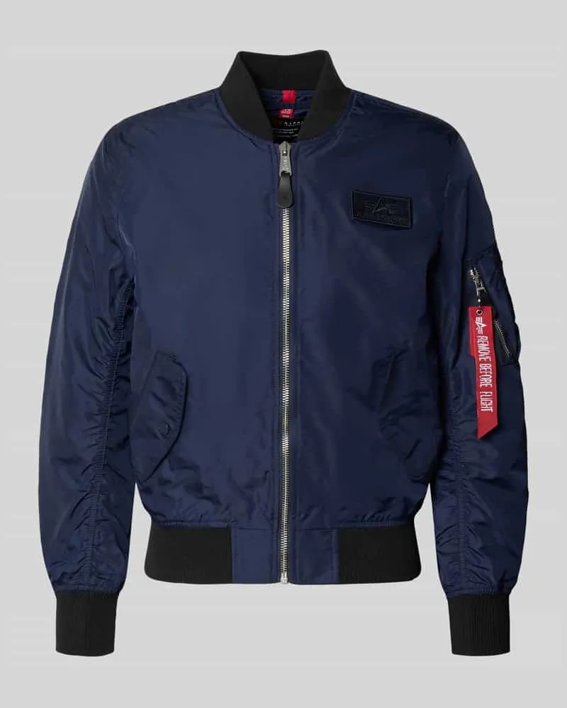 Alpha Industries Regular Fit Bomberjacke mit Logo-Patch Marine