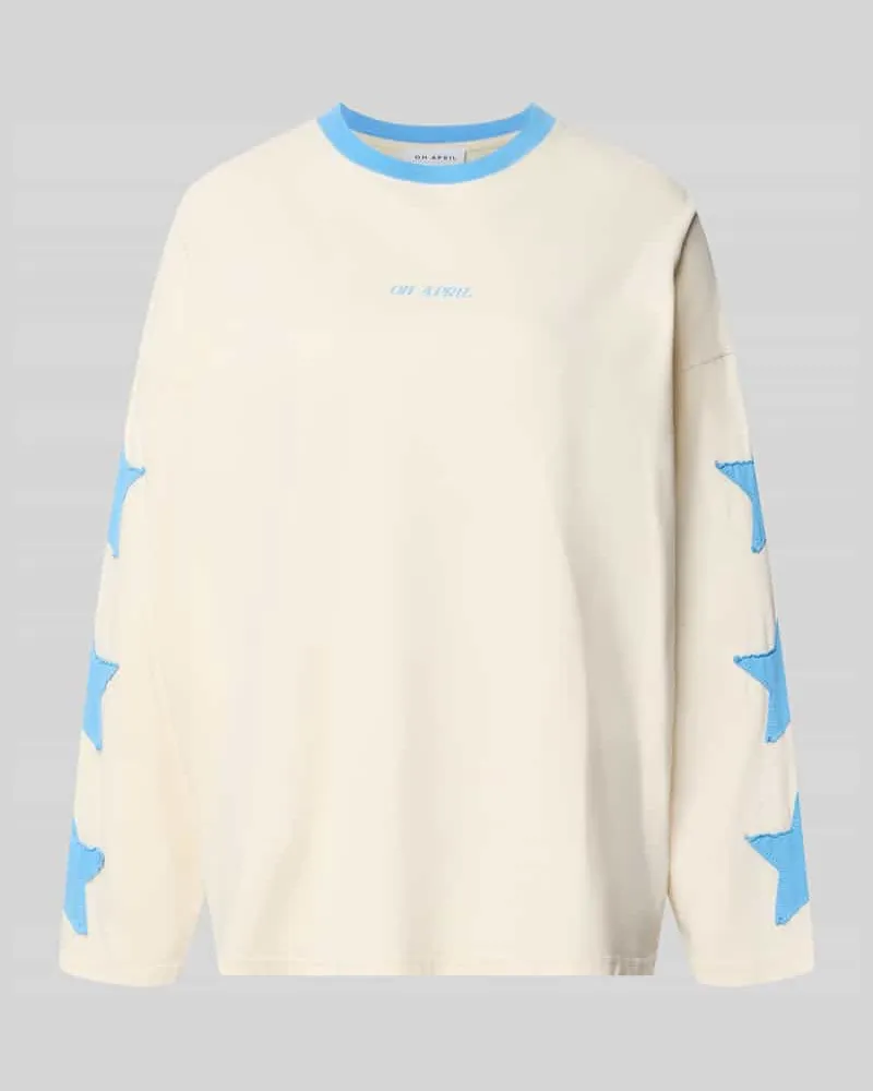 OH APRIL Longsleeve mit Label-Print Modell 'Venetia Offwhite