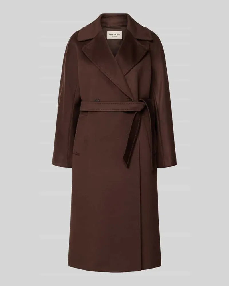 Max Mara Wollmantel mit Bindegürtel Modell 'WKDRESINA Dunkelbraun
