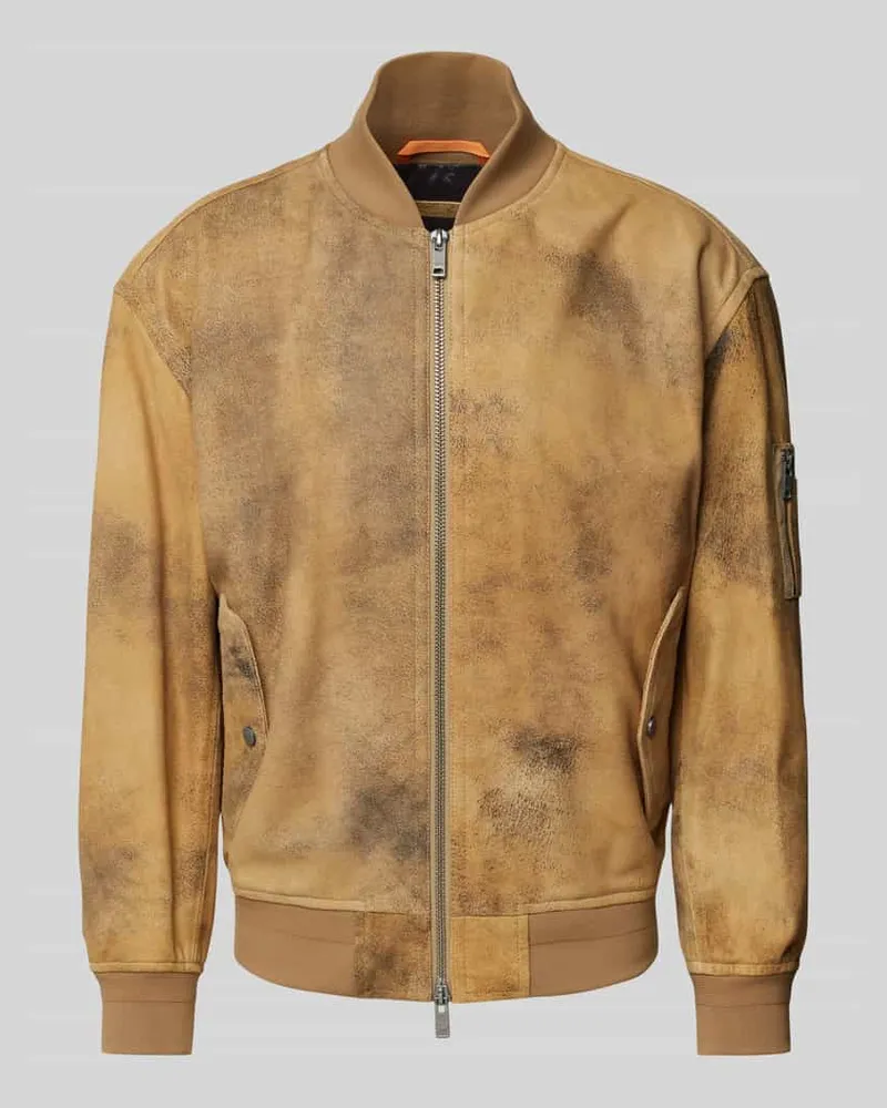 HUGO BOSS Bomberjacke mit gerippten Abschlüssen Modell 'Jotaco Camel