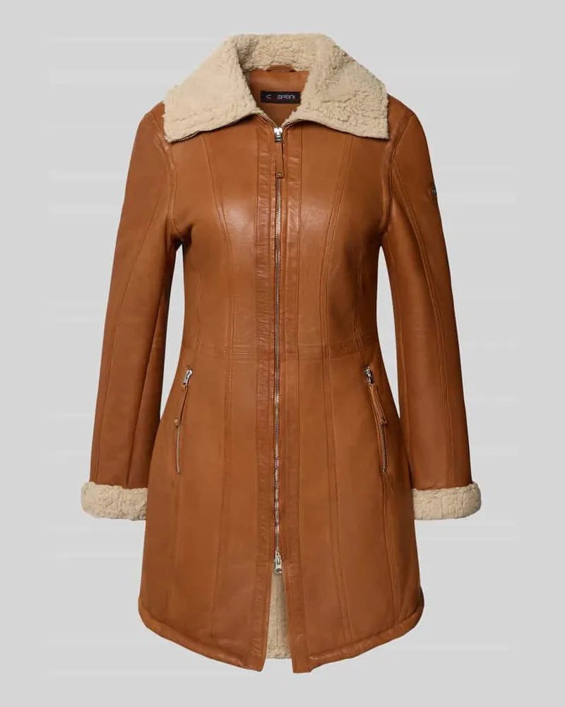 CABRINI Ledermantel aus echtem Lammfellnappa Cognac