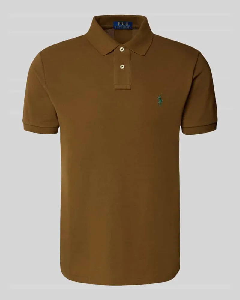 Ralph Lauren Custom Slim Fit Poloshirt mit Label-Stitching Mittelbraun