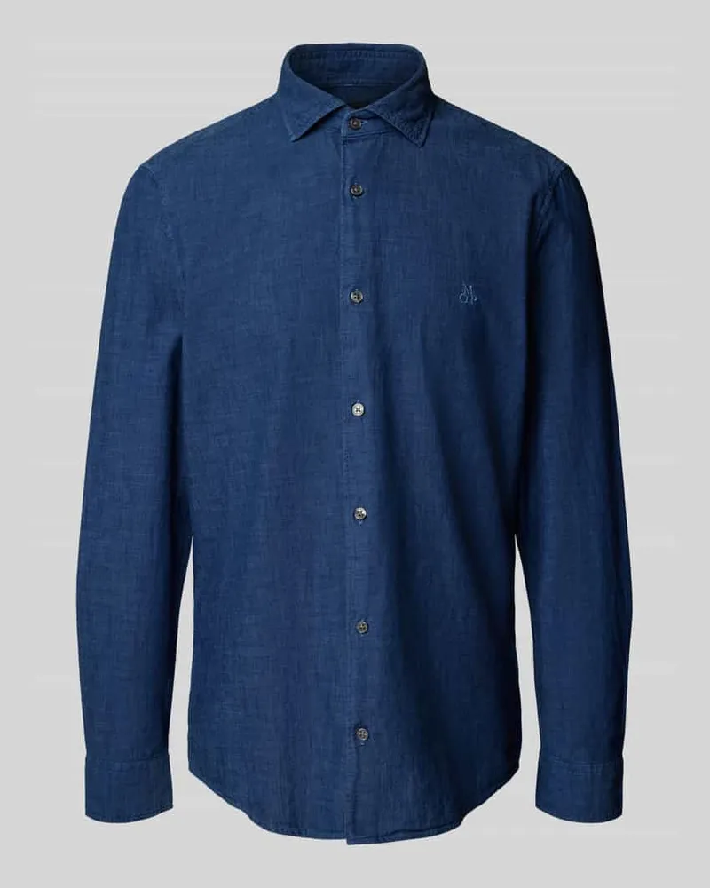 Marc O'Polo Shaped Fit Freizeithemd aus reiner Baumwolle Jeansblau