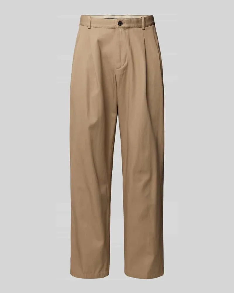 Tommy Hilfiger Wide Fit Bundfaltenhose aus reiner Baumwolle Beige