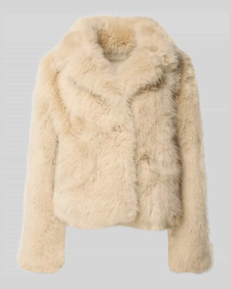 Apricot Jacke aus Kunstfell mit Umlegekragen Sand