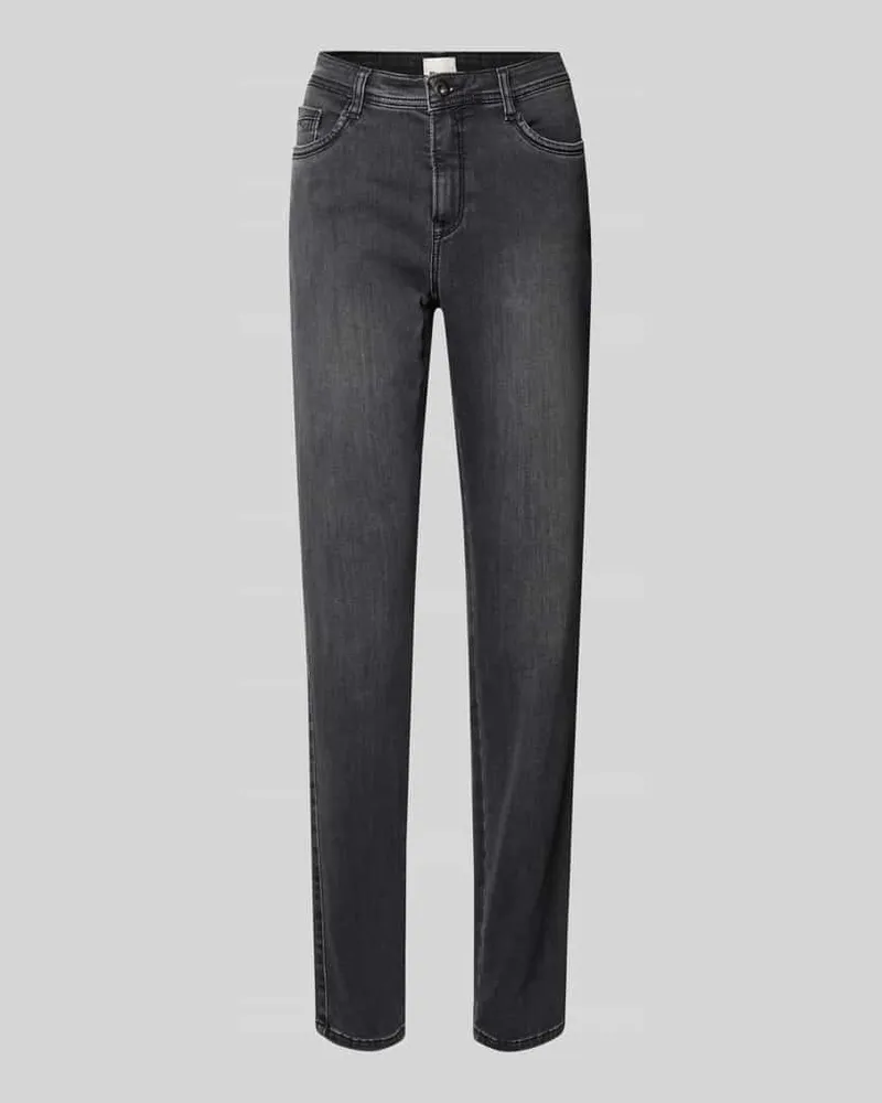 Brax Slim Fit Jeans im Used-Look Modell 'MARY THERMO Dunkelgrau