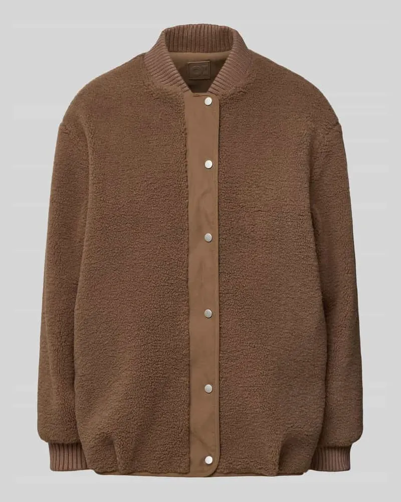 OPUS Fleecejacke mit Knopfleiste Modell 'Hulda Mittelbraun